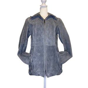 Womens Grey Suede Leather Jacket  Dennis Basso XSmall zip front jacket